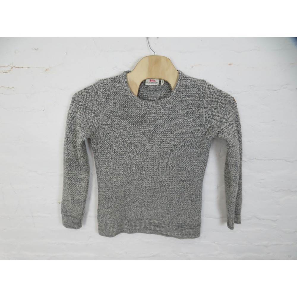 Fjallraven Ovik Structure Sweater Womens Medium Gray 100% Wool Pullover 89775